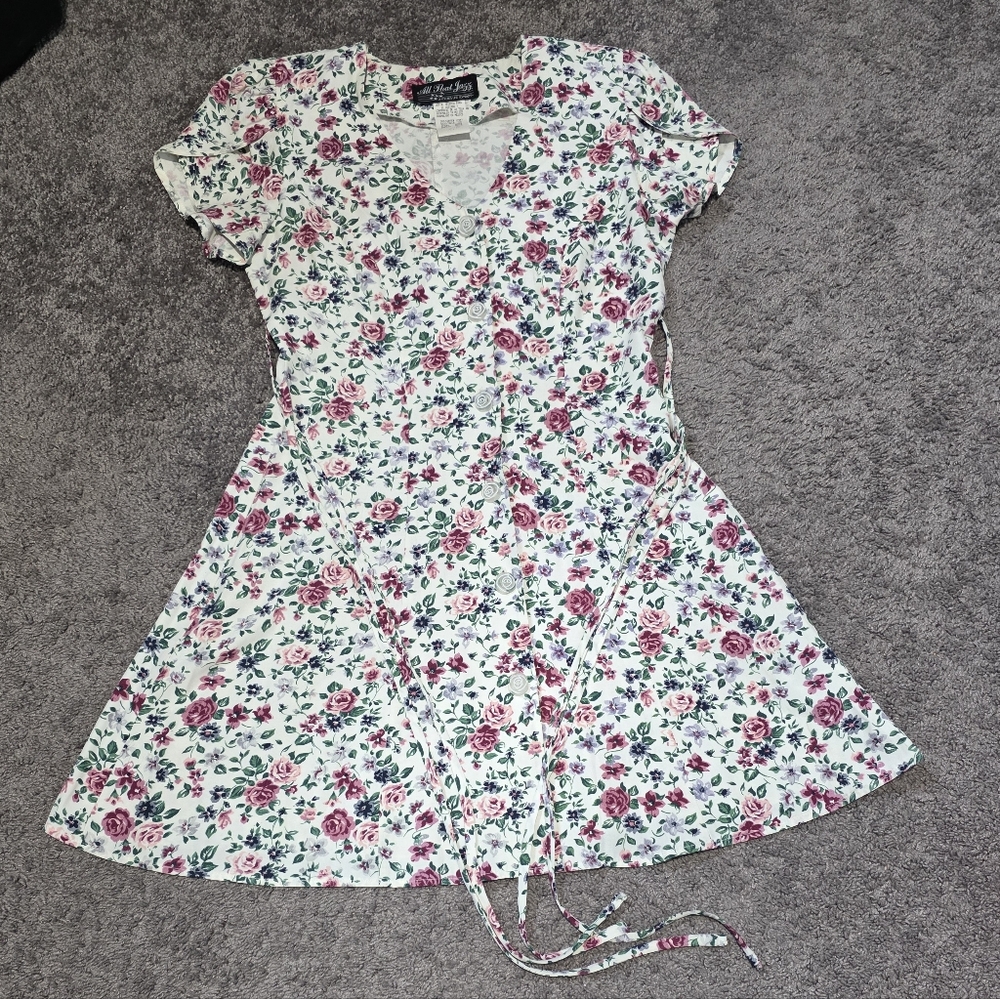 VINTAGE ALL THAT JAZZ Floral Dress - Pink and Green